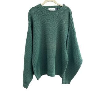 Vintage Bill Blass Green Chunky Grandpa Crewneck Sweater-Size Large